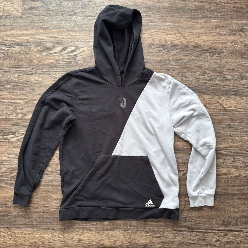 Adidas Hoodie Sweatshirt Black Gray Pullover Damian Lillard Men's Size Large